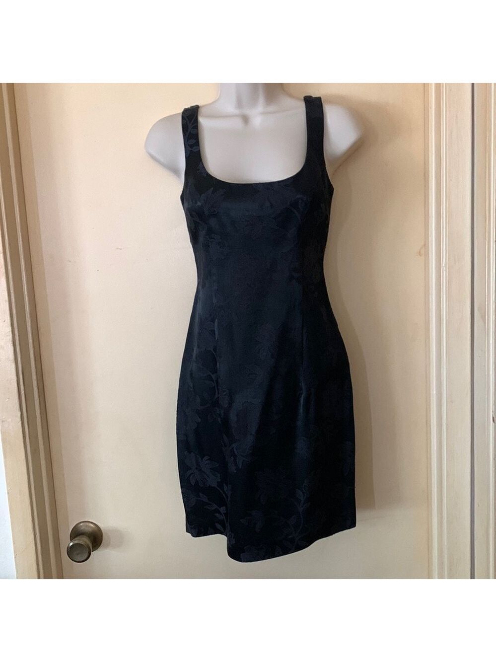 Moda International black brocade sheath dress size 2